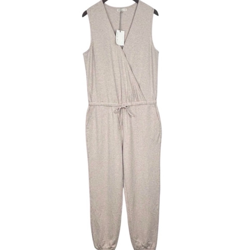 NWT Barefoot Dreams Malibu Faded Rose 2 Pocket Sleeveless Wrap Front Jumpsuit L